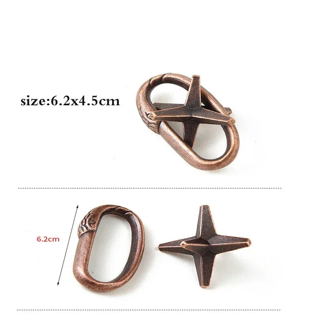 Rompecabezas de Metal IQ clásico para niños y adultos, rompecabezas mágico desconcertante, juego de rompecabezas con cordón, desbloqueo, juguete novedoso, 1 ud.