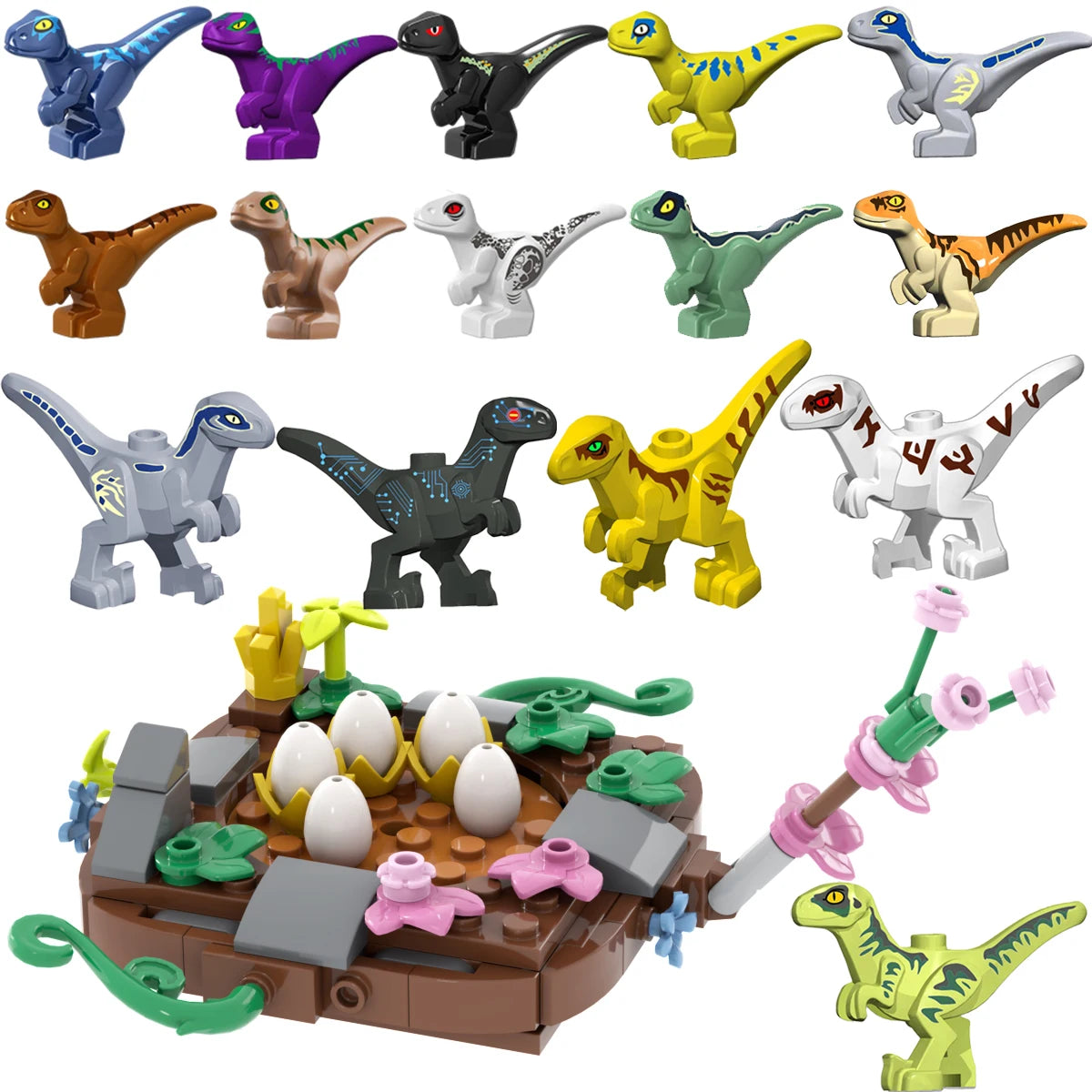 Nido de dinosaurio Jurásico para bebé, colección de juguetes de bloques de construcción, regalo de recuerdo, cumpleaños, Jurassic Rex Raptor