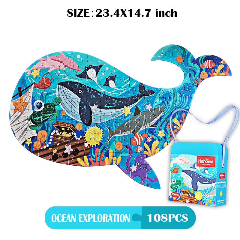 Hahowa-rompecabezas de animales único para niños, juguete con caja de regalo de papel, juegos educativos Montesorri, juguetes, regalos para niños