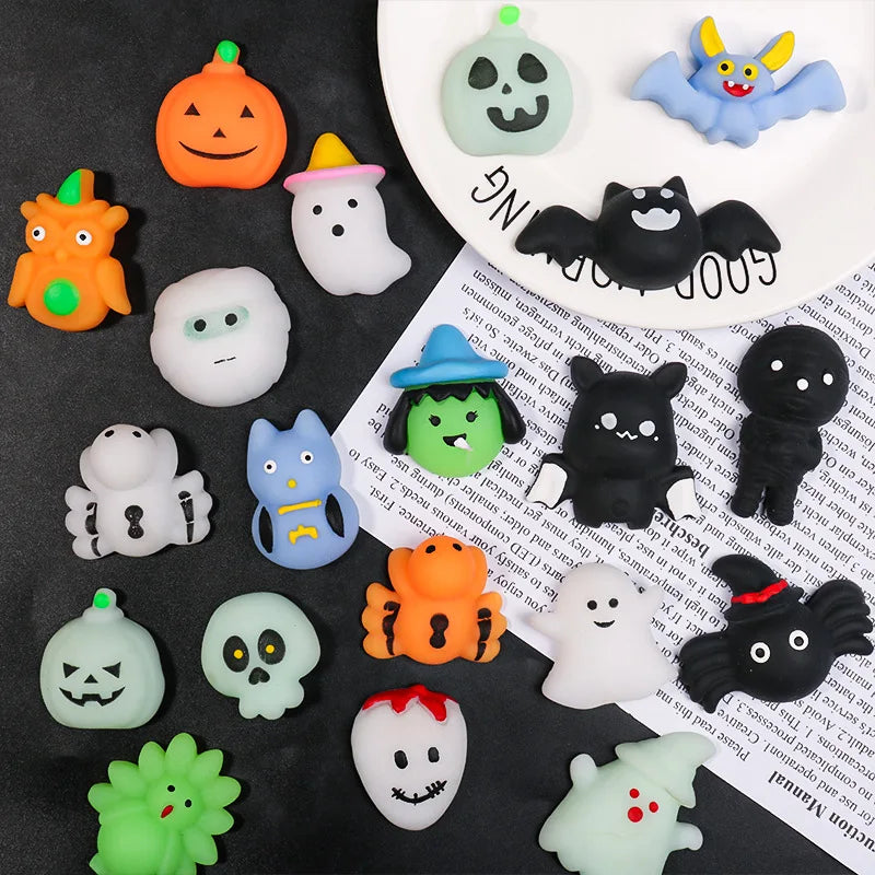 10/50 Uds. Squishies de Halloween Mochi juguetes sensoriales empuje suave alivio del estrés juguetes para apretar para niños regalos de Halloween bolsa de regalos relleno