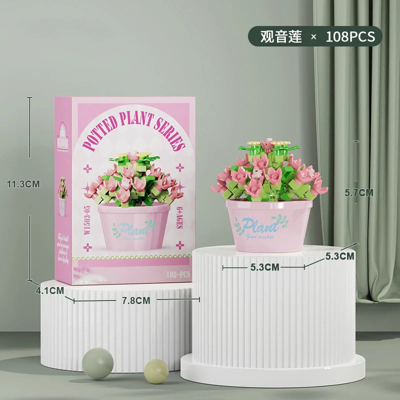 Ramo de flores Mini Diy juguetes de bloques de construcción para niños bloques para adultos Constructor Micro ladrillos conjunto de construcción regalo