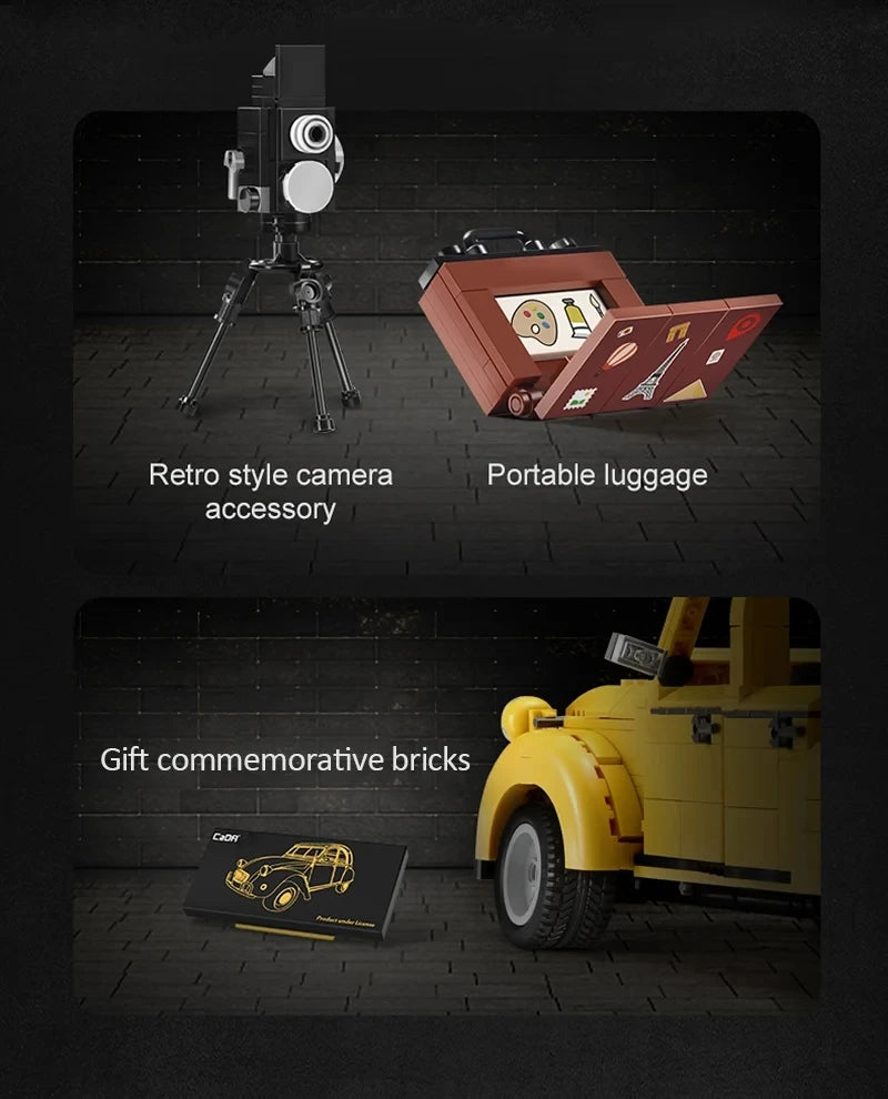 Vehículos técnicos Cada, 1238 Uds., bloques de construcción MOC, ladrillos para adultos 1:12, coches Retro, modelo, juguetes de construcción para niños, regalos