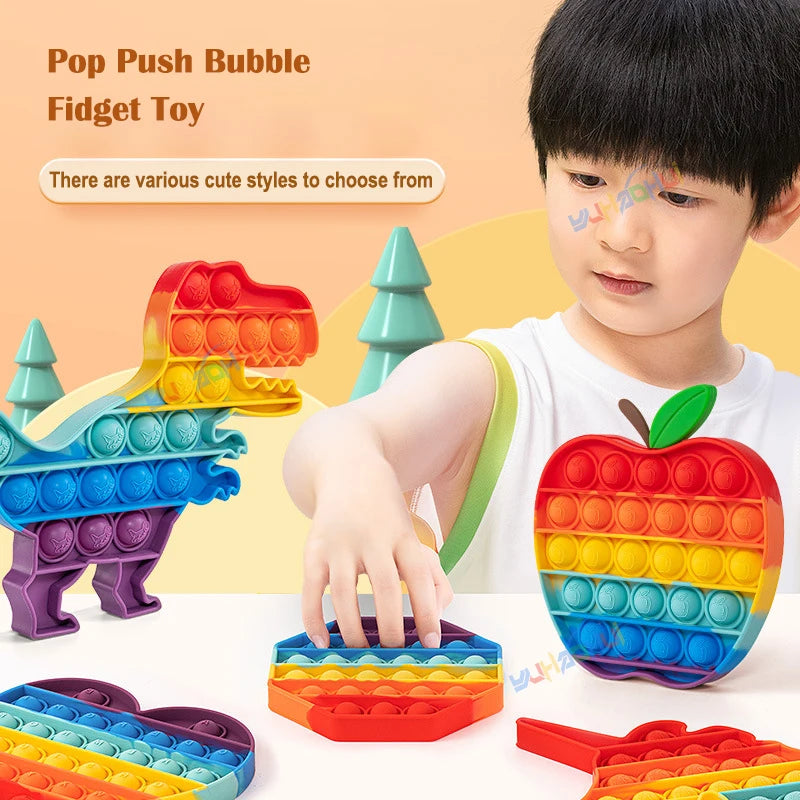 Arco Iris Pop Push Bubblle Fidget juguetes antiestrés para niños adultos juguetes sensoriales de necesidades especiales juguetes interactivos para niños