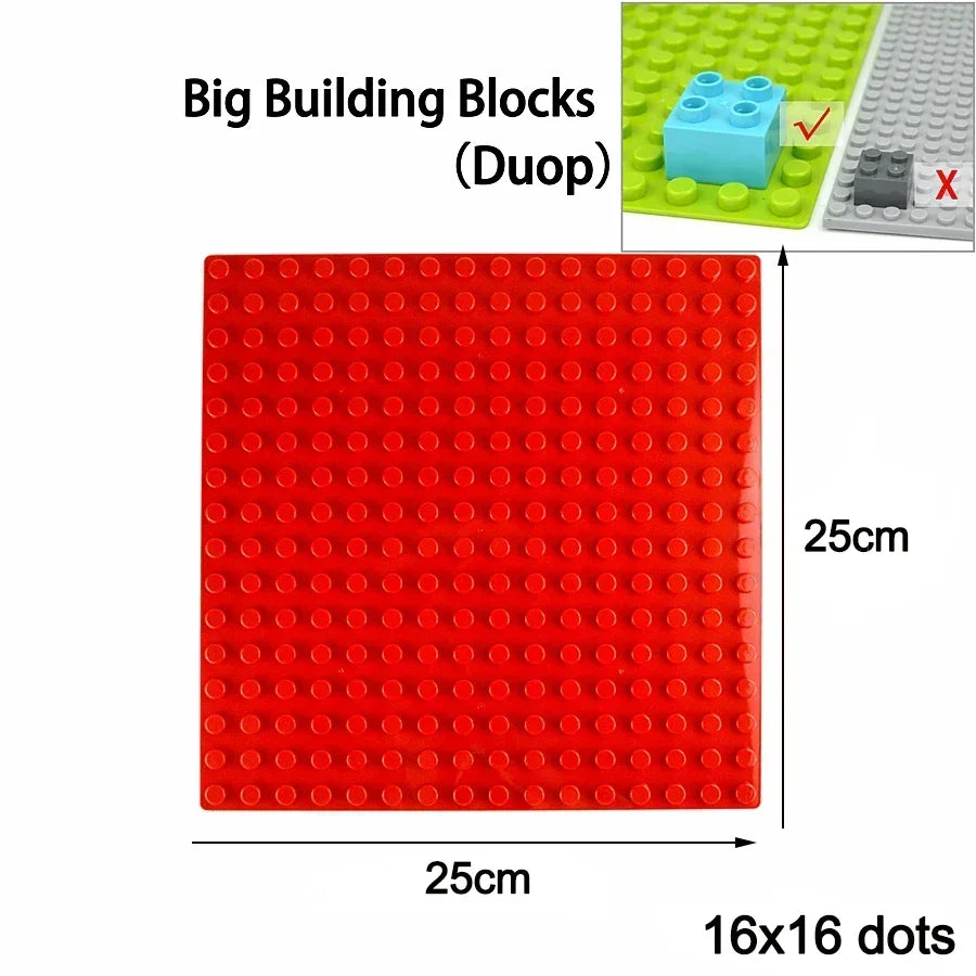 Placa base Duploes de gran tamaño, placas de montaje de ladrillos de 16x16 puntos, partículas grandes, figuras clásicas de animales, bloques de construcción, juguetes para niños