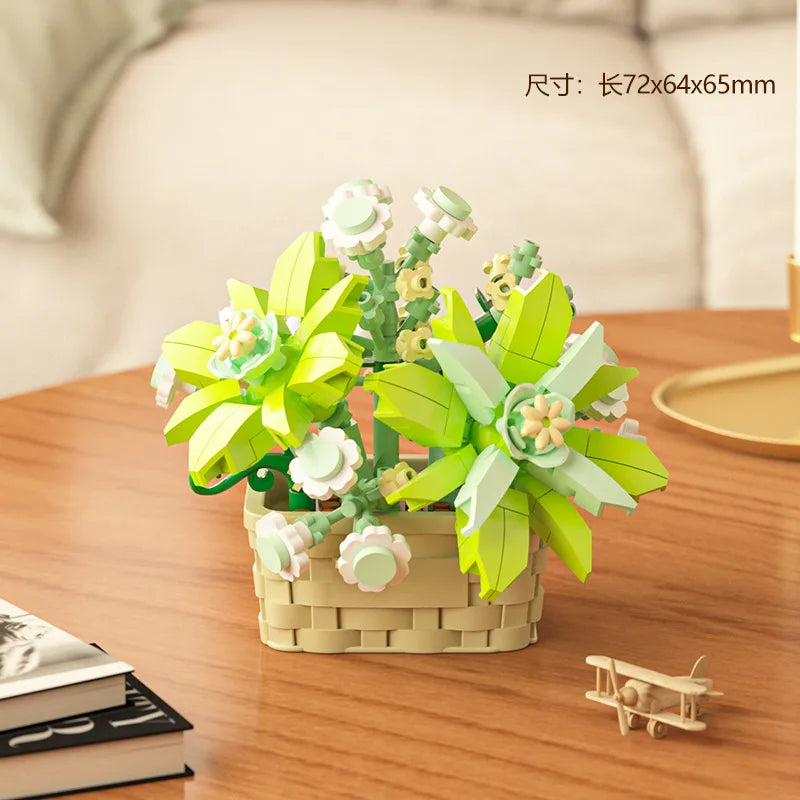 Ramo de flores para adultos, micropartículas de bloques de construcción, juguete para niños y niñas de 6 a 12 años, regalo de cumpleaños, Mini ladrillos de flores