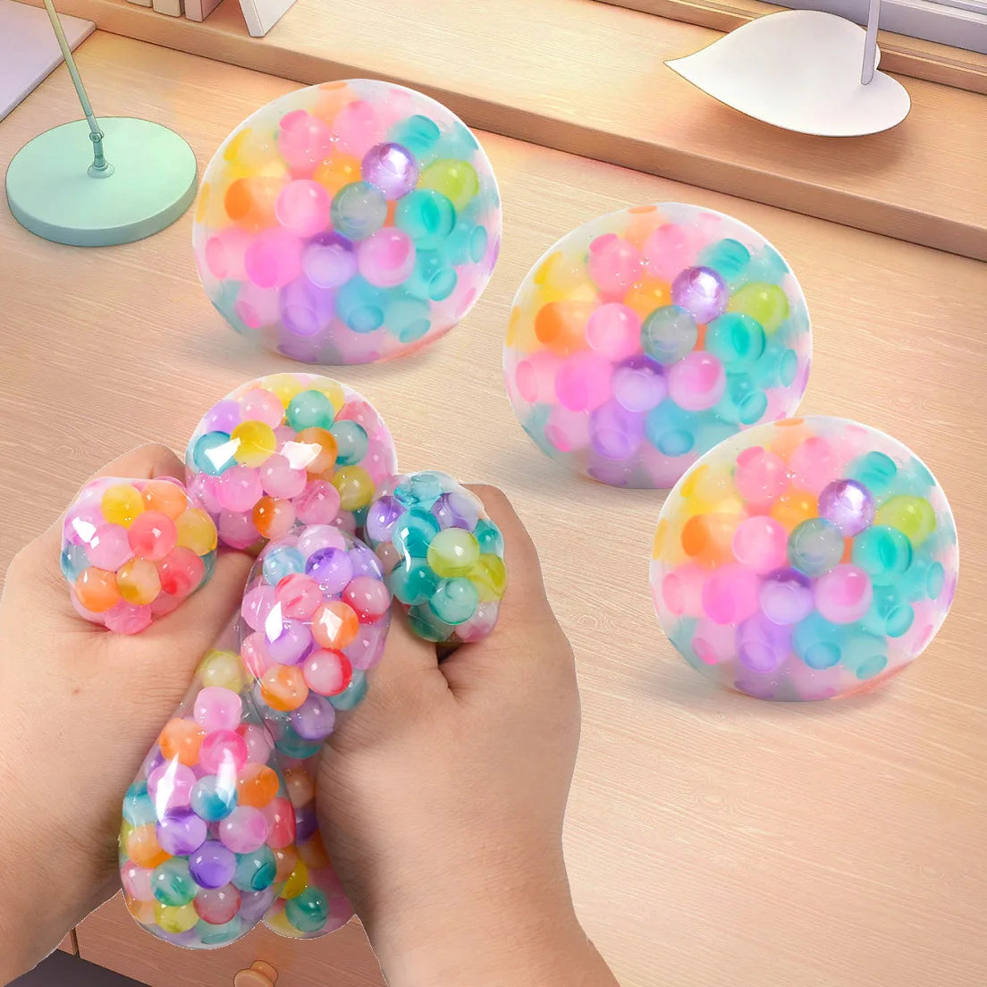 6cm niños exótico pellizco el arco iris cuenta Bola reductora de presión Bola de ventilación juguete de descompresión TPR pellizco Le bola de uva juguetes para adultos