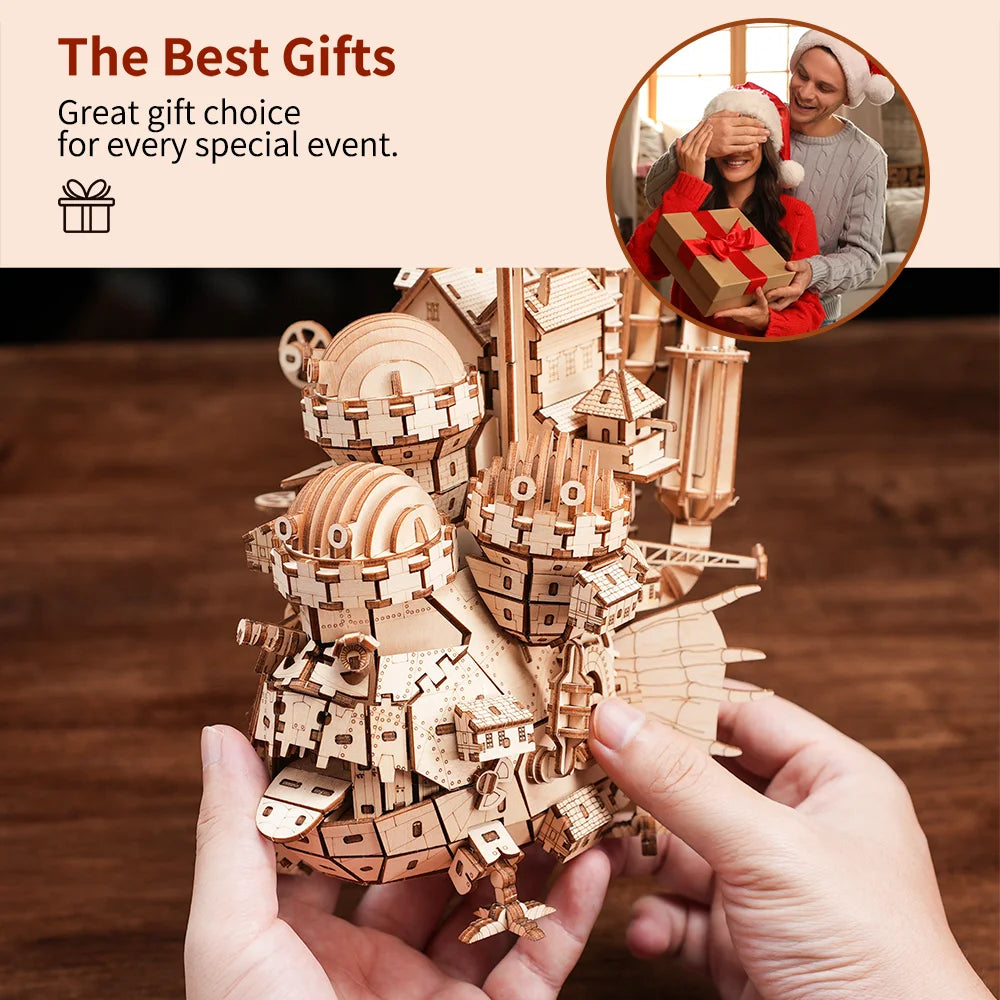"Puzzle de madera 3D con tema de castillo creativo, Kit de modelo de madera, juguete artesanal, decoración del hogar, el mejor regalo desafiante para niños y adultos"