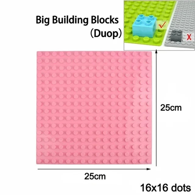 Placa base Duploes de gran tamaño, placas de montaje de ladrillos de 16x16 puntos, partículas grandes, figuras clásicas de animales, bloques de construcción, juguetes para niños