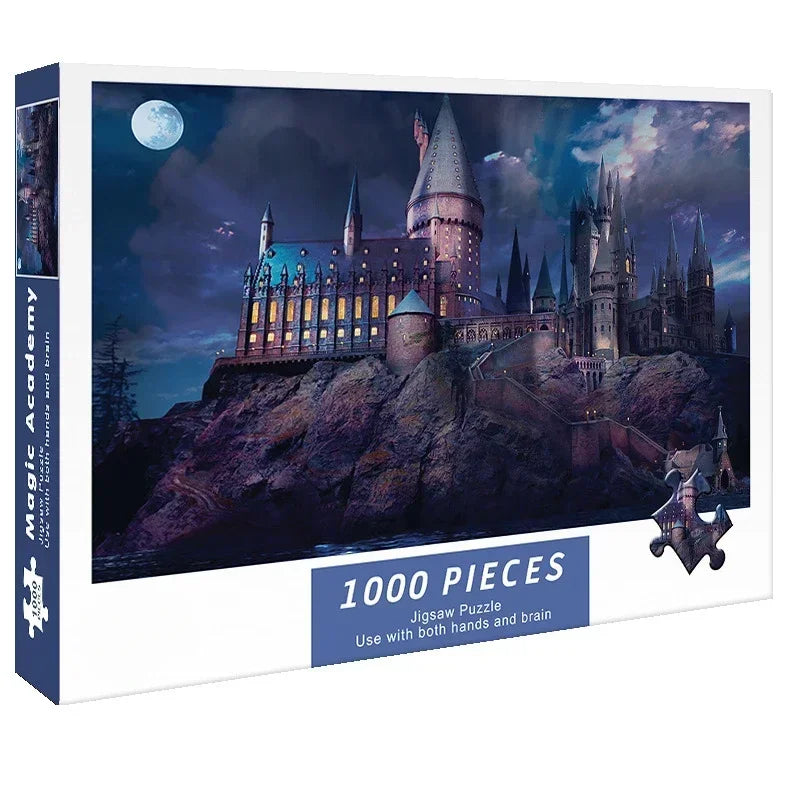 Rompecabezas de castillo mágico oscuro de 1000 piezas para adultos (7,5 "x 19,7") rompecabezas desafiante con zonas de letras, regalo navideño, decoración del hogar,