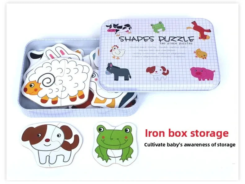 Rompecabezas para bebés, juguetes educativos Montessori, juegos de rompecabezas 3D de madera, caja de hierro, rompecabezas para niños, rompecabezas de madera para niños de 2 a 3 a 4 años