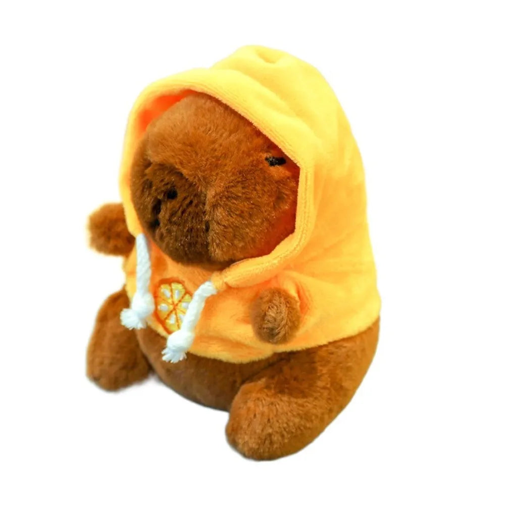 Lindo juguete de peluche de capibara de tamaño pequeño con alas Sudadera con capucha simulación muñeco de capibara juguete esponjoso regalos de cumpleaños