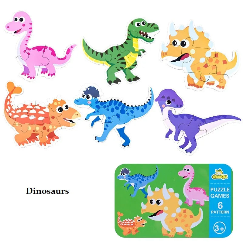 Rompecabezas de animales para niños pequeños de 1, 2, 3 años, niños y niñas, aprendizaje de animales, tarjeta de memoria, juego a juego, juguetes educativos para niños