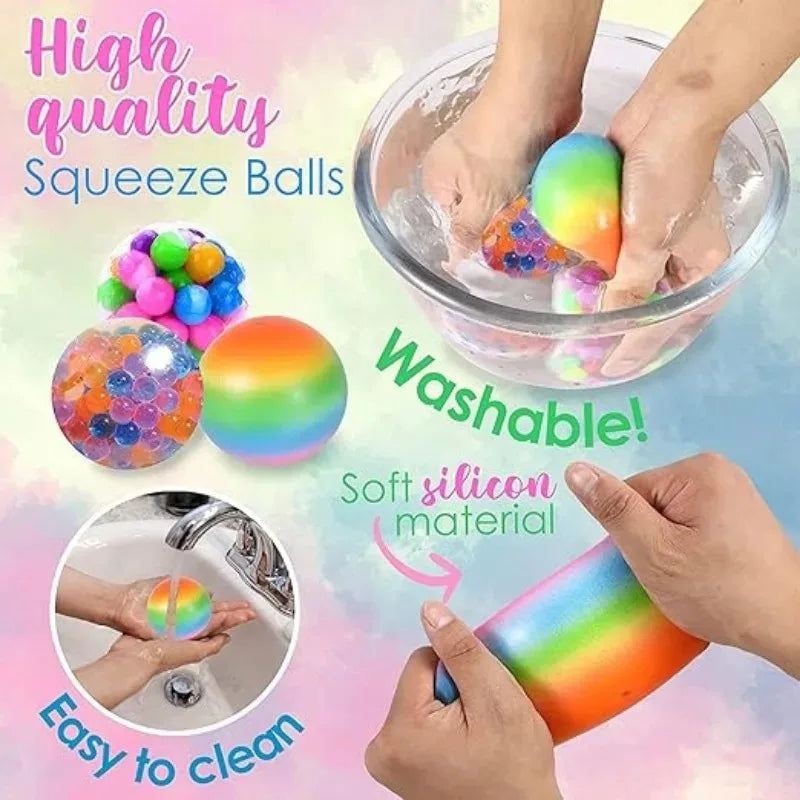 Juego de Mini pelotas antiestrés blandas, pelota para apretar de arcoíris, juguete EDC sensorial, duradero, no tóxico, alivio del estrés, 6 uds.