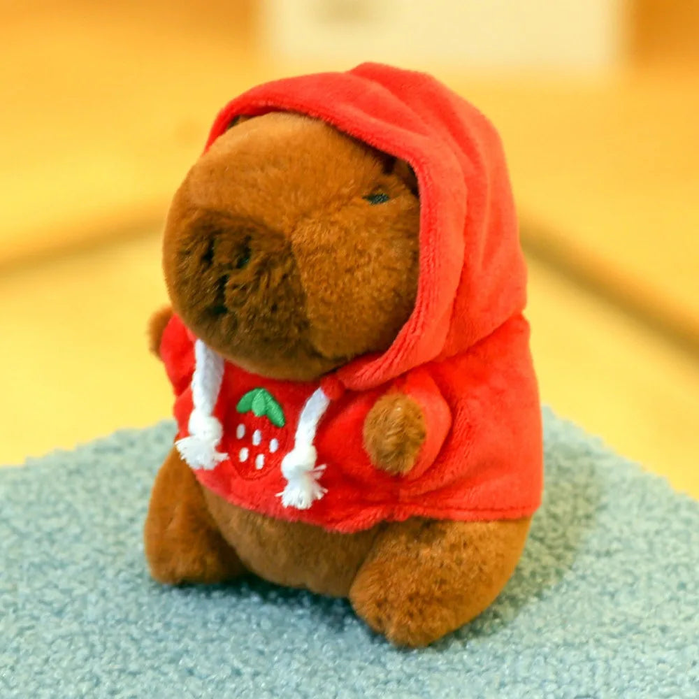 Lindo juguete de peluche de capibara de tamaño pequeño con alas Sudadera con capucha simulación muñeco de capibara juguete esponjoso regalos de cumpleaños