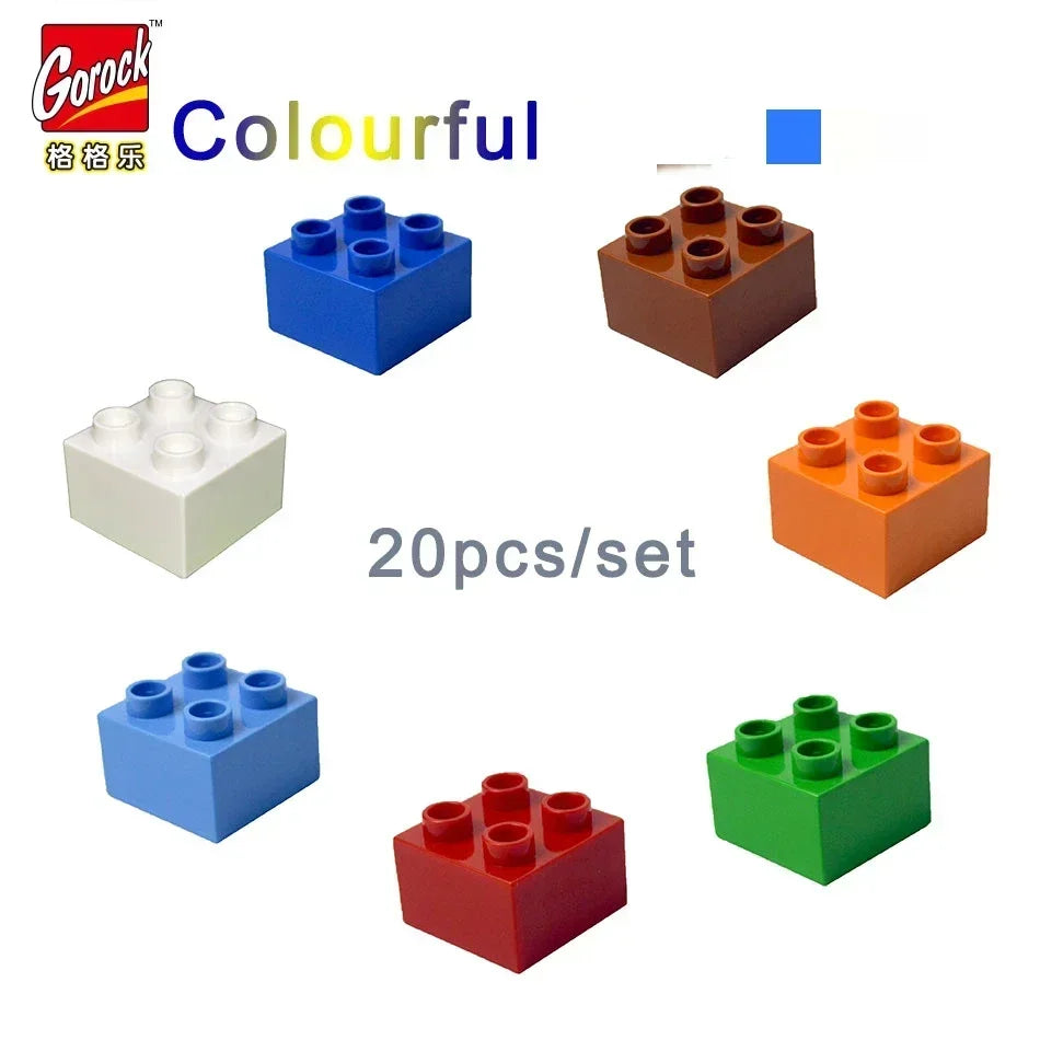 Placa base Duploes de gran tamaño, placas de montaje de ladrillos de 16x16 puntos, partículas grandes, figuras clásicas de animales, bloques de construcción, juguetes para niños