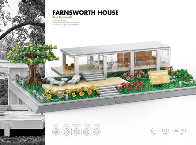 MOC arquitectura de fama mundial Edificio casa de ópera bloques de construcción Villa Savoye puente torre juguete niños cumpleaños regalo de Navidad