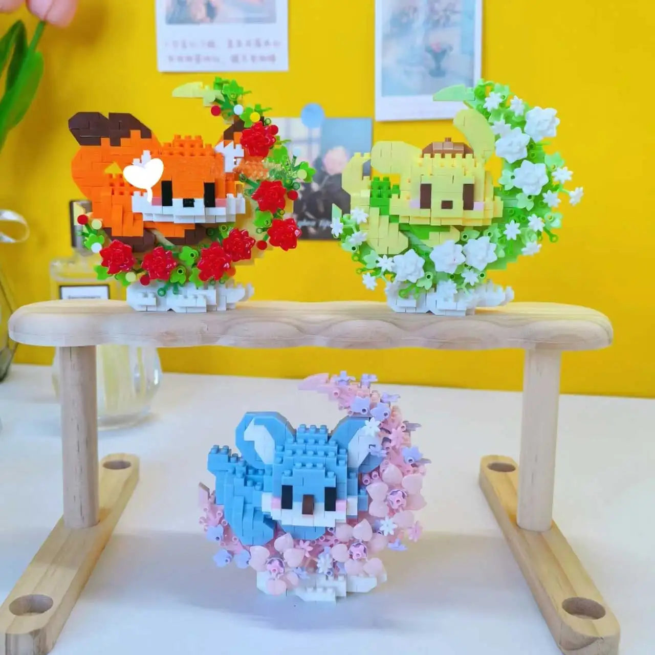 Mini perro gato panda mapache lindo mascota pequeño miniatura de bloques de construcción serie adornos juguete para niños regalos de cumpleaños de Navidad para niños