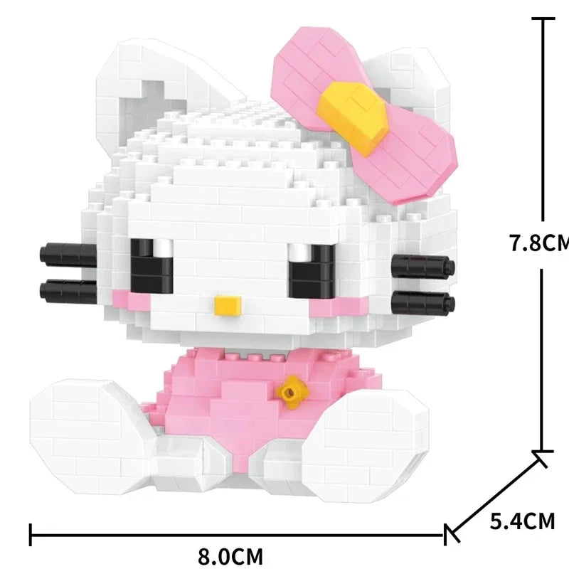 KEEPPLEY Sanrio Anime Hello Kitty My Melody Cinnamoroll pompurin Kuromi bloques de construcción para niñas, regalo de Navidad de vacaciones para niños