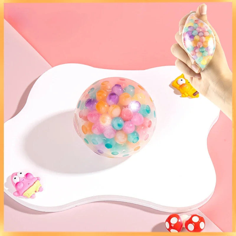 6cm niños exótico pellizco el arco iris cuenta Bola reductora de presión Bola de ventilación juguete de descompresión TPR pellizco Le bola de uva juguetes para adultos