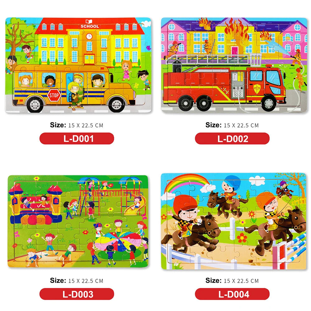 Rompecabezas 3D Montessori de 30 piezas económico, rompecabezas de madera con animales de dibujos animados, juego de mesa, juguetes educativos para niños, regalos
