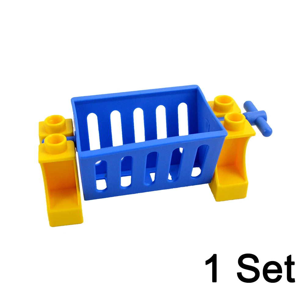 Duploes-figuras de partículas grandes, juguetes de ladrillo, bloques de construcción de gran tamaño, muebles de ciudad, escritorio, silla, cama, sofá, baño, cocina, casa