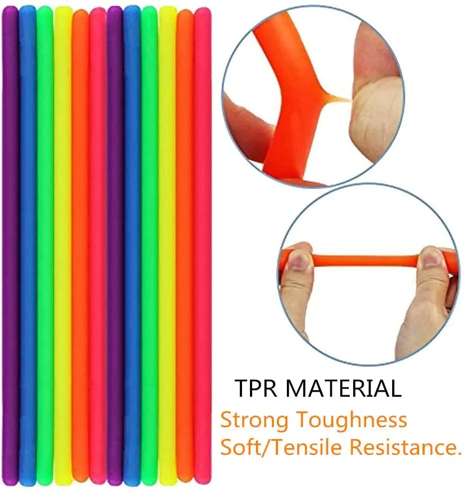 Paquete de 6 juguetes sensoriales de cuerda elástica, resistencia al apretar, fortalece los brazos, fideos, juguetes para aliviar el estrés para niños y adultos