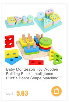Rompecabezas 3D Montessori de 30 piezas económico, rompecabezas de madera con animales de dibujos animados, juego de mesa, juguetes educativos para niños, regalos