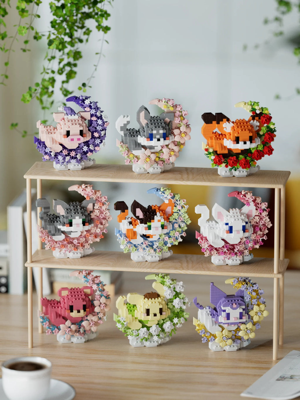 Mini perro gato panda mapache lindo mascota pequeño miniatura de bloques de construcción serie adornos juguete para niños regalos de cumpleaños de Navidad para niños
