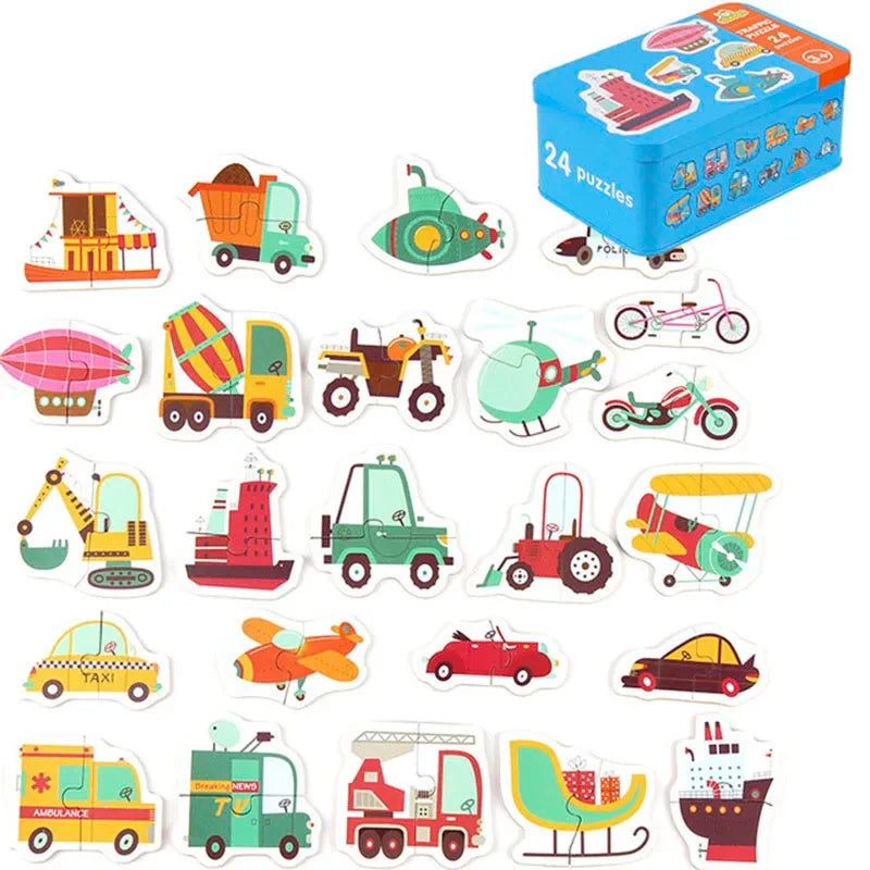 Rompecabezas para bebés, juguetes educativos Montessori, juegos de rompecabezas 3D de madera, caja de hierro, rompecabezas para niños, rompecabezas de madera para niños de 2 a 3 a 4 años