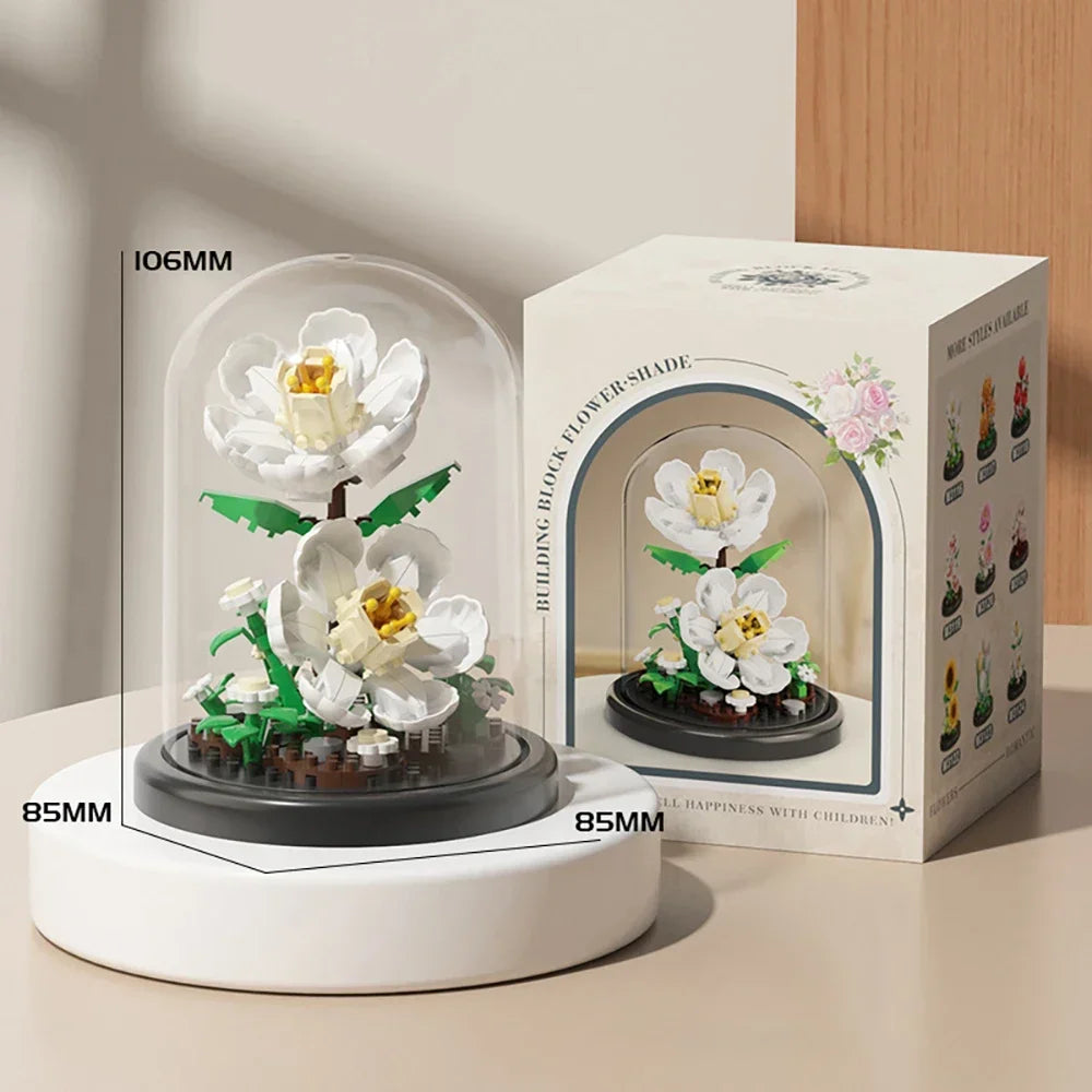 MOC-ramo eterno de rosas, bloques de construcción, conjunto 3D de construcción de flores, caja de exhibición de ramo eterno, juguete de ladrillo para decoración del hogar y la Oficina
