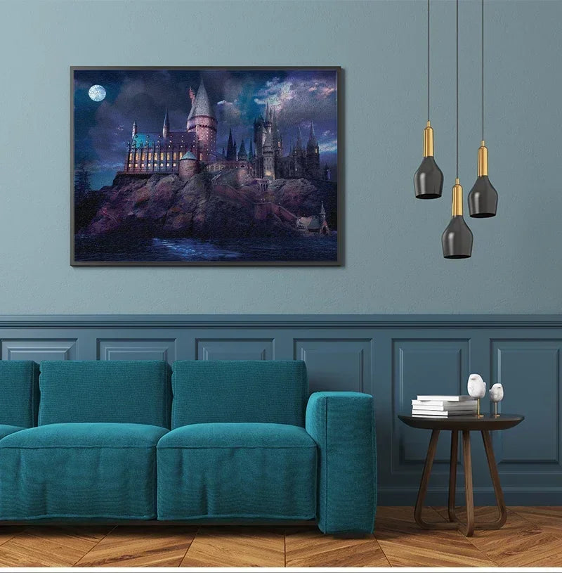 Rompecabezas de castillo mágico oscuro de 1000 piezas para adultos (7,5 "x 19,7") rompecabezas desafiante con zonas de letras, regalo navideño, decoración del hogar,