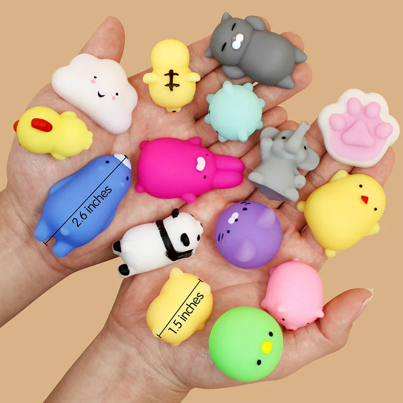 50-5 uds. De juguetes blandos Kawaii Mochi Anima para niños, pelota antiestrés para apretar, recuerdos de fiesta, juguetes para aliviar el estrés para cumpleaños