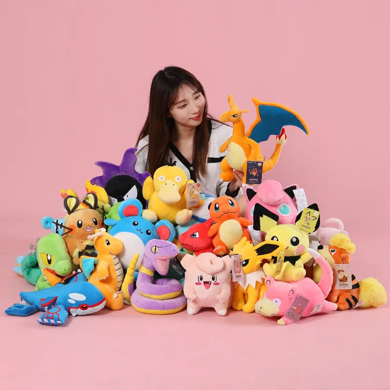 POKEMON-juguete de peluche Original Gengar Pikachu Kawaii Charizard, muñeco de peluche auténtico, juguetes Piplup de dibujos animados suaves y bonitos para regalo de niños