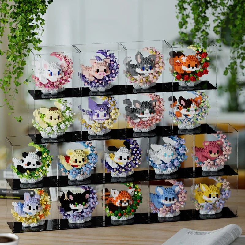 Mini perro gato panda mapache lindo mascota pequeño miniatura de bloques de construcción serie adornos juguete para niños regalos de cumpleaños de Navidad para niños
