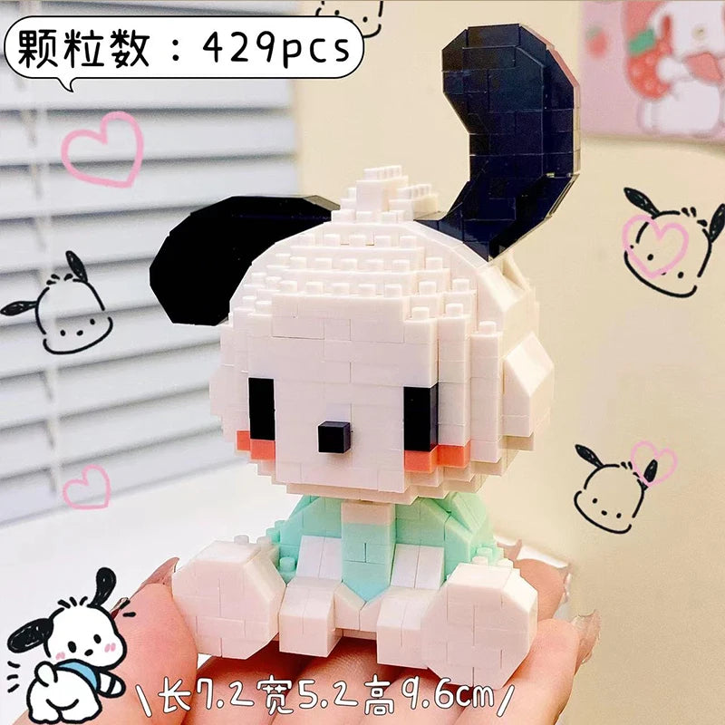 KEEPPLEY Sanrio Anime Hello Kitty My Melody Cinnamoroll pompurin Kuromi bloques de construcción para niñas, regalo de Navidad de vacaciones para niños