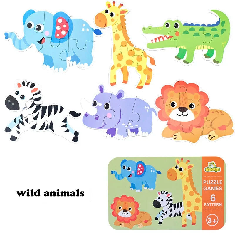Rompecabezas para bebés, juguetes educativos Montessori, juegos de rompecabezas 3D de madera, caja de hierro, rompecabezas para niños, rompecabezas de madera para niños de 2 a 3 a 4 años