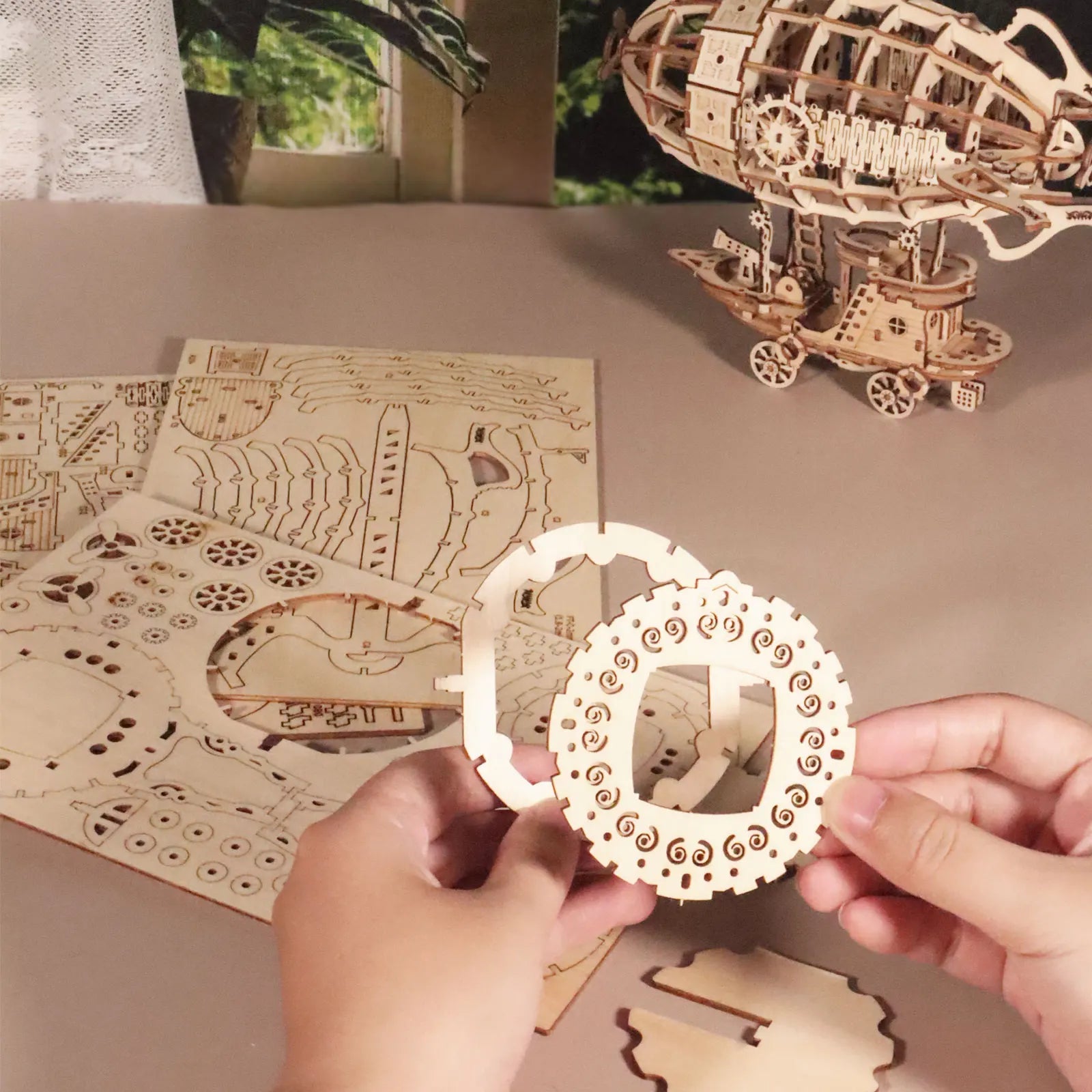 Rompecabezas de madera 3D, kits de modelos de dirigible para adultos, Kit de construcción de modelos, rompecabezas para adultos para construir artesanías mecánicas