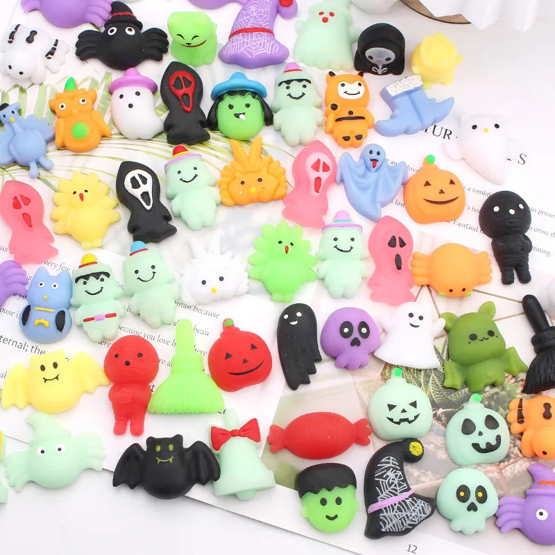 10/50 Uds. Squishies de Halloween Mochi juguetes sensoriales empuje suave alivio del estrés juguetes para apretar para niños regalos de Halloween bolsa de regalos relleno