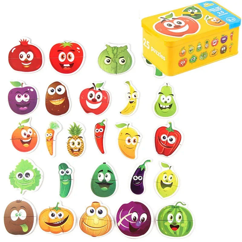Rompecabezas para bebés, juguetes educativos Montessori, juegos de rompecabezas 3D de madera, caja de hierro, rompecabezas para niños, rompecabezas de madera para niños de 2 a 3 a 4 años