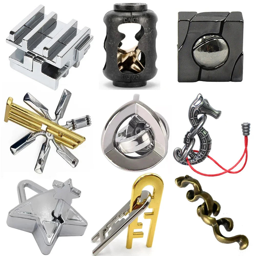 Rompecabezas de Metal IQ clásico para niños y adultos, rompecabezas mágico desconcertante, juego de rompecabezas con cordón, desbloqueo, juguete novedoso, 1 ud.