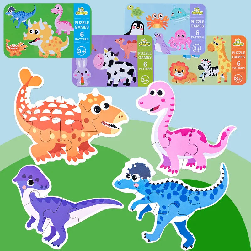 Rompecabezas de animales para niños pequeños de 1, 2, 3 años, niños y niñas, aprendizaje de animales, tarjeta de memoria, juego a juego, juguetes educativos para niños