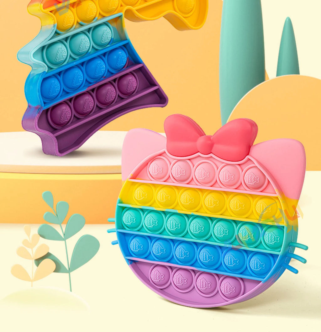 Arco Iris Pop Push Bubblle Fidget juguetes antiestrés para niños adultos juguetes sensoriales de necesidades especiales juguetes interactivos para niños
