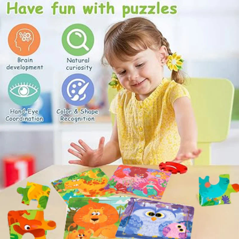 Juego de rompecabezas de madera para niños de 2 a 3 años