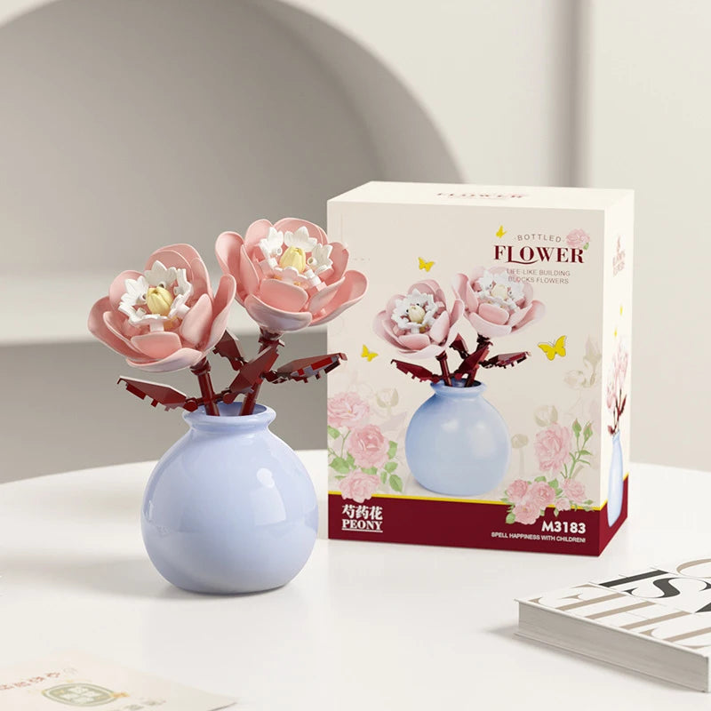Ramo de flores para adultos, micropartículas de bloques de construcción, juguete para niños y niñas de 6 a 12 años, regalo de cumpleaños, Mini ladrillos de flores
