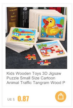 Rompecabezas 3D Montessori de 30 piezas económico, rompecabezas de madera con animales de dibujos animados, juego de mesa, juguetes educativos para niños, regalos