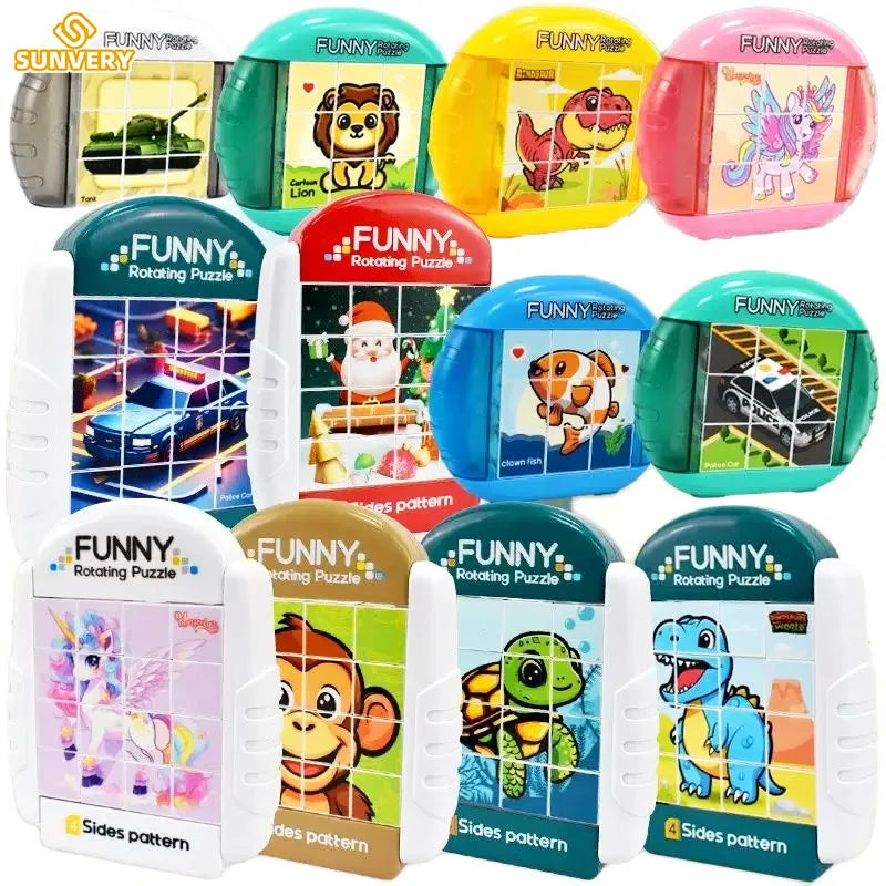 Rompecabezas giratorio 4 en 1 para niños Fidget Toys 3 4 5 6 7 8 años 4 rompecabezas en 1 habilidades motoras finas, regalo para niños y niñas mayores de 3 años