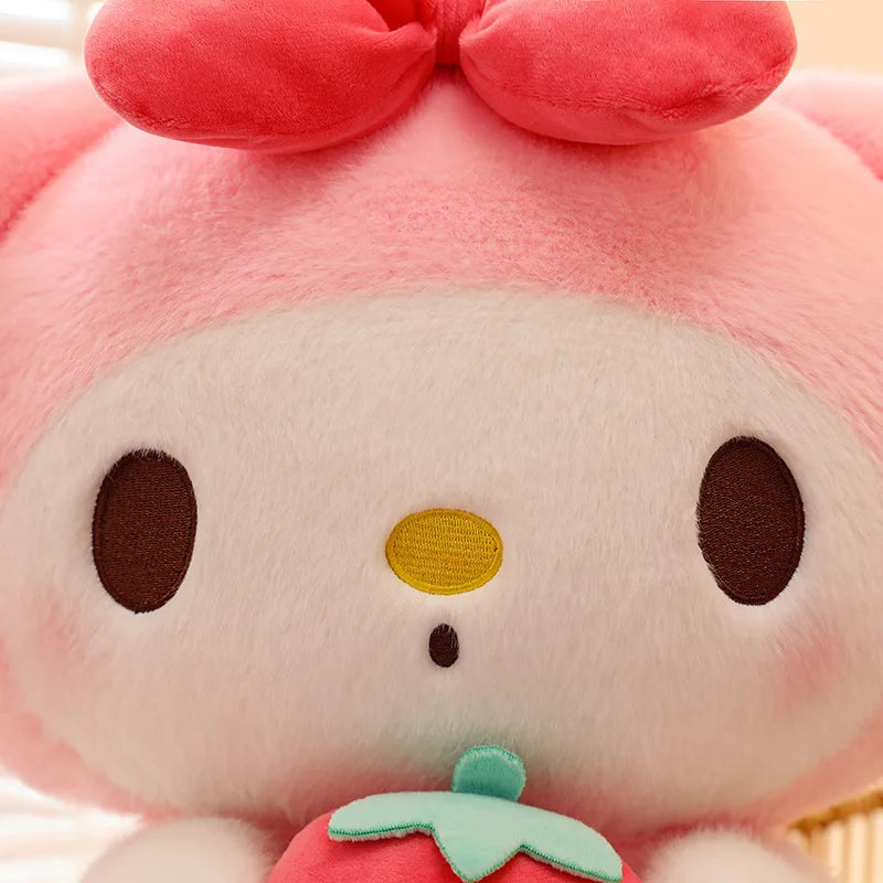 Almohada Kuromi de fresa Sanrio de 25cm, juguete de peluche para niñas, juguetes de peluche suaves, muñeco con melodía de fresa, regalo