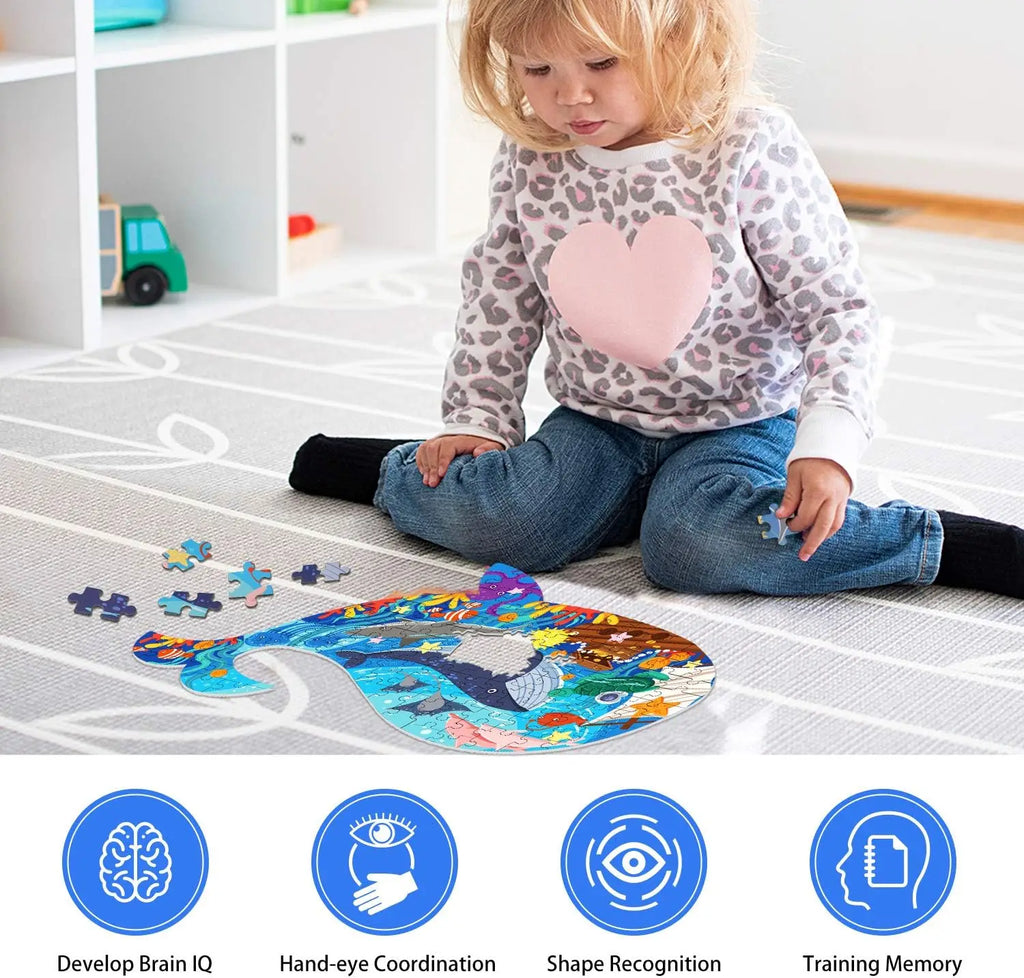 Hahowa-rompecabezas de animales único para niños, juguete con caja de regalo de papel, juegos educativos Montesorri, juguetes, regalos para niños