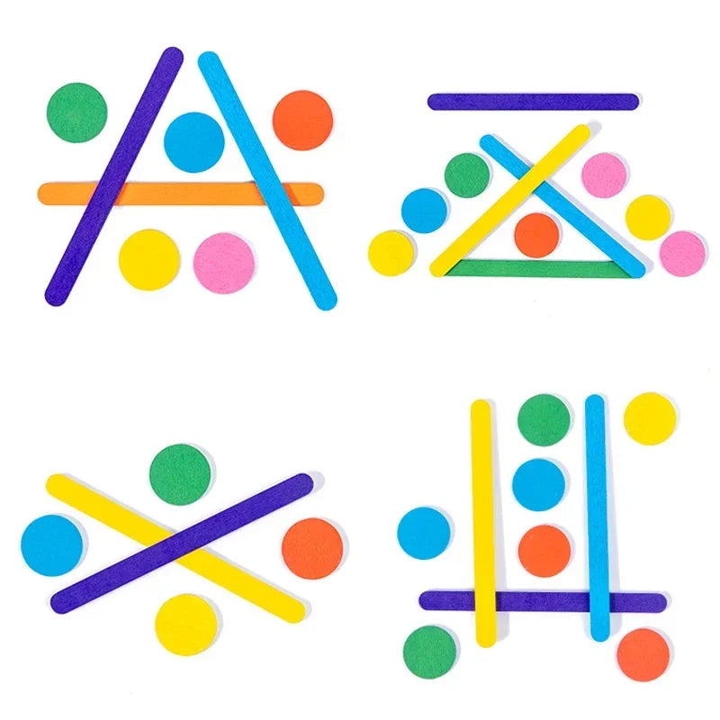 Rompecabezas Montessori para niños, juego de rompecabezas 3D de madera, palo Tangram, forma de anillo geométrico a juego, juguetes educativos para edades tempranas