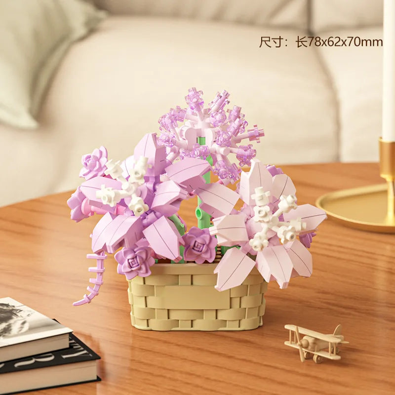 Ramo de flores para adultos, micropartículas de bloques de construcción, juguete para niños y niñas de 6 a 12 años, regalo de cumpleaños, Mini ladrillos de flores